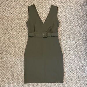 NEW! Bar III Olive Green Sleeveless Belted Dress